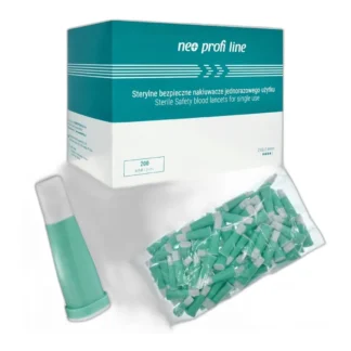 Bezpieczne nakłuwacze 21G 2,4 mm – 200 szt., turkusowe — zdjęcie 1